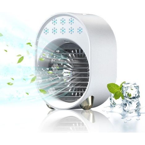 Alliandis Mini-tragbare Klimaanlage Ohne Abluft, Leiser Schlafzimmerventilator, Usb-aufladbare Mobile Klimaanlage, Kleiner Luftbefeuchter (weiß)