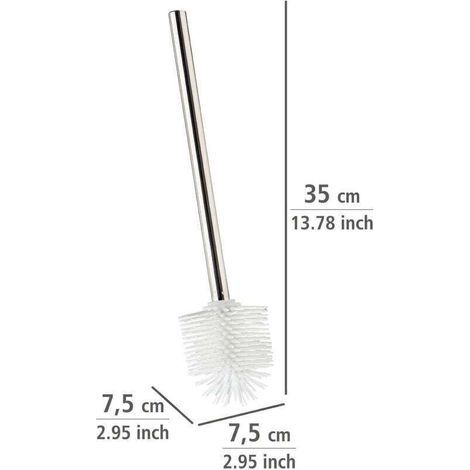Alliandis Ersatz-toilettenbürste Aus Silikon Mit Edelstahlgriff, Weiße Silikon-toilettenbürste, Edelstahl - Silikon, Ø 7,5 X 35 Cm, Chrom - Weiß