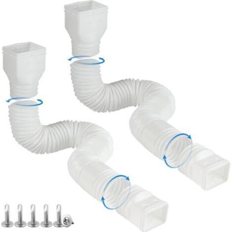 Alliandi Regenwasserschlauch Aus Kunststoff – 10,16 X 7,62 Cm Vierkantanschluss, Flexibel Und Dehnbar – 2er-pack, Weiß, 1,5 Meter