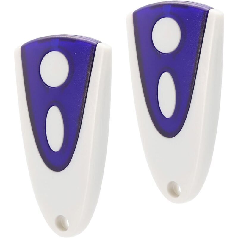 Télécommande Porte De Garage 433,92 Mhz – 2 Canaux, Compatible Novotron 502/504/512/514 – Inclut 2 Piles Supplémentaires – Blanc Et Bleu