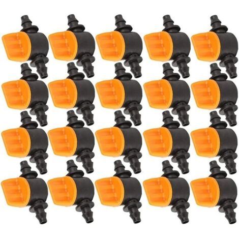 Qorva – 20er-pack Mini-tropfbewässerungsventile (6,35 Mm) Für 4/7-mm-bewässerungsschläuche (4/7"-durchgangsventil Für Gerade, Dünne Schläuche), Sunny