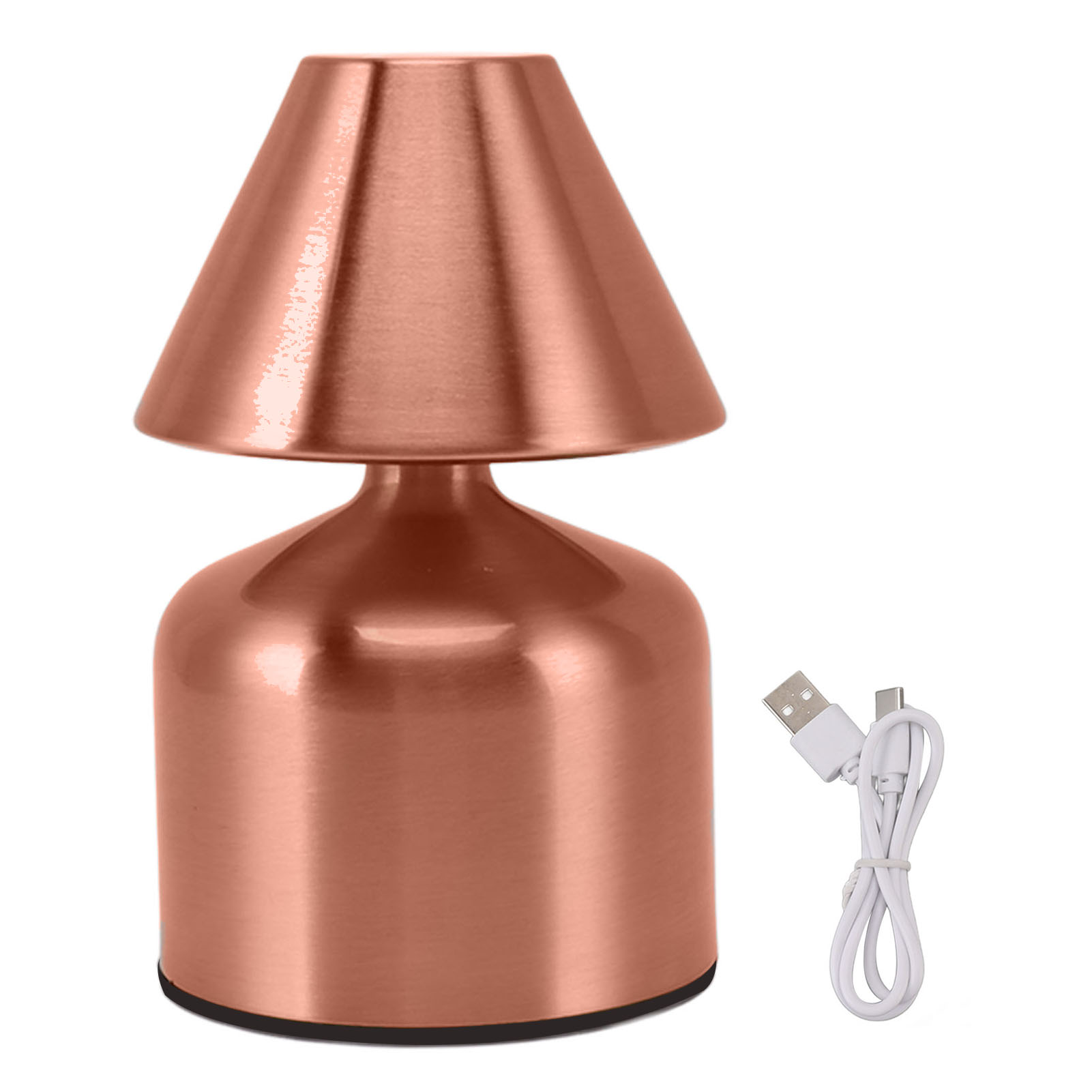 Oriviai 3w 1800mah Kabellose Touch-schreibtischlampe, Dimmbare Led, 3 Farbtemperaturen, Roségoldenes Acryl-metall, Ø92xh150mm, Usb-aufladung