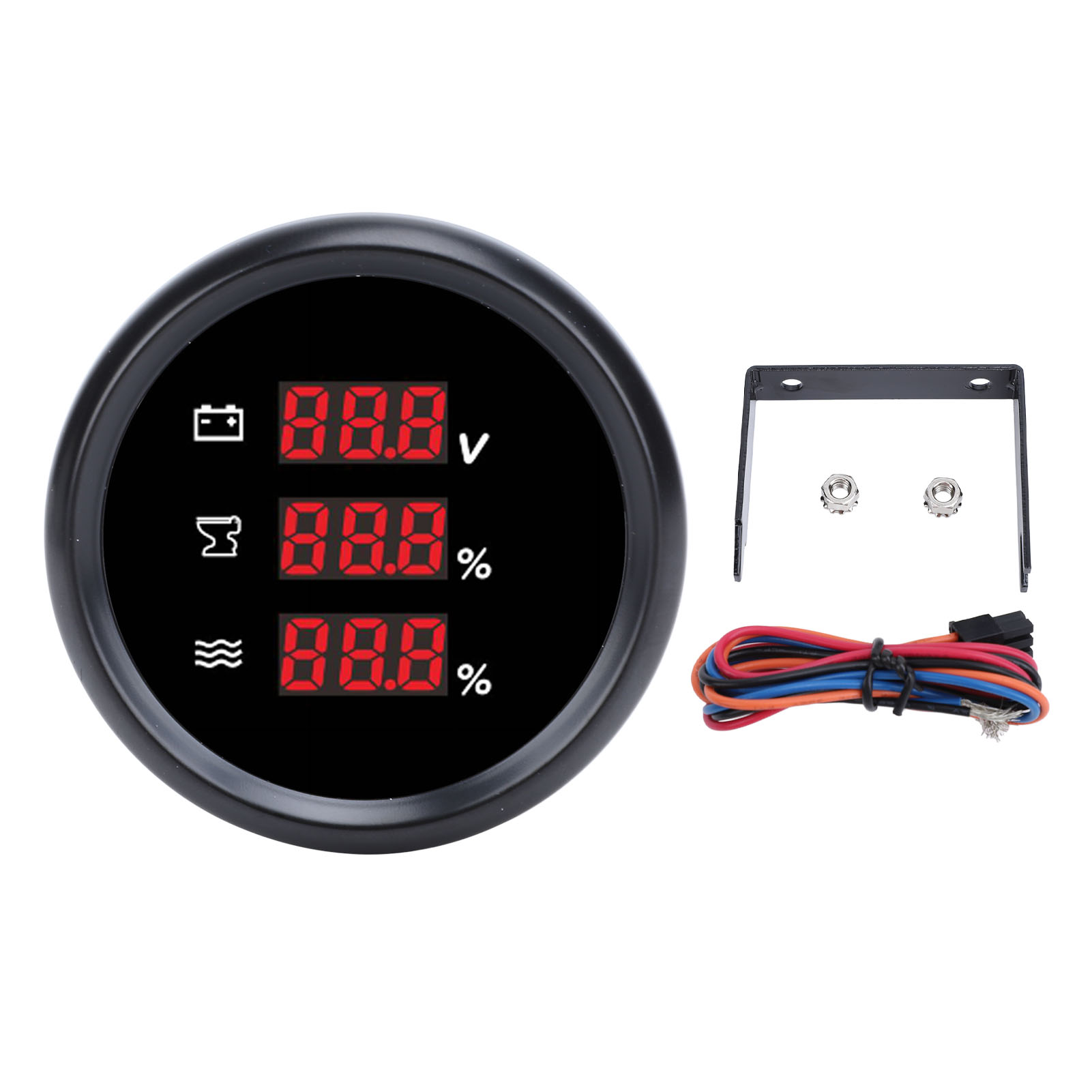 Toivize 52-mm-digitalhandgerät, Ip67 Wasserdicht, Voltmeter, Abwasserstandsanzeige, Rote Hintergrundbeleuchtung, Edelstahl, 9–32 V