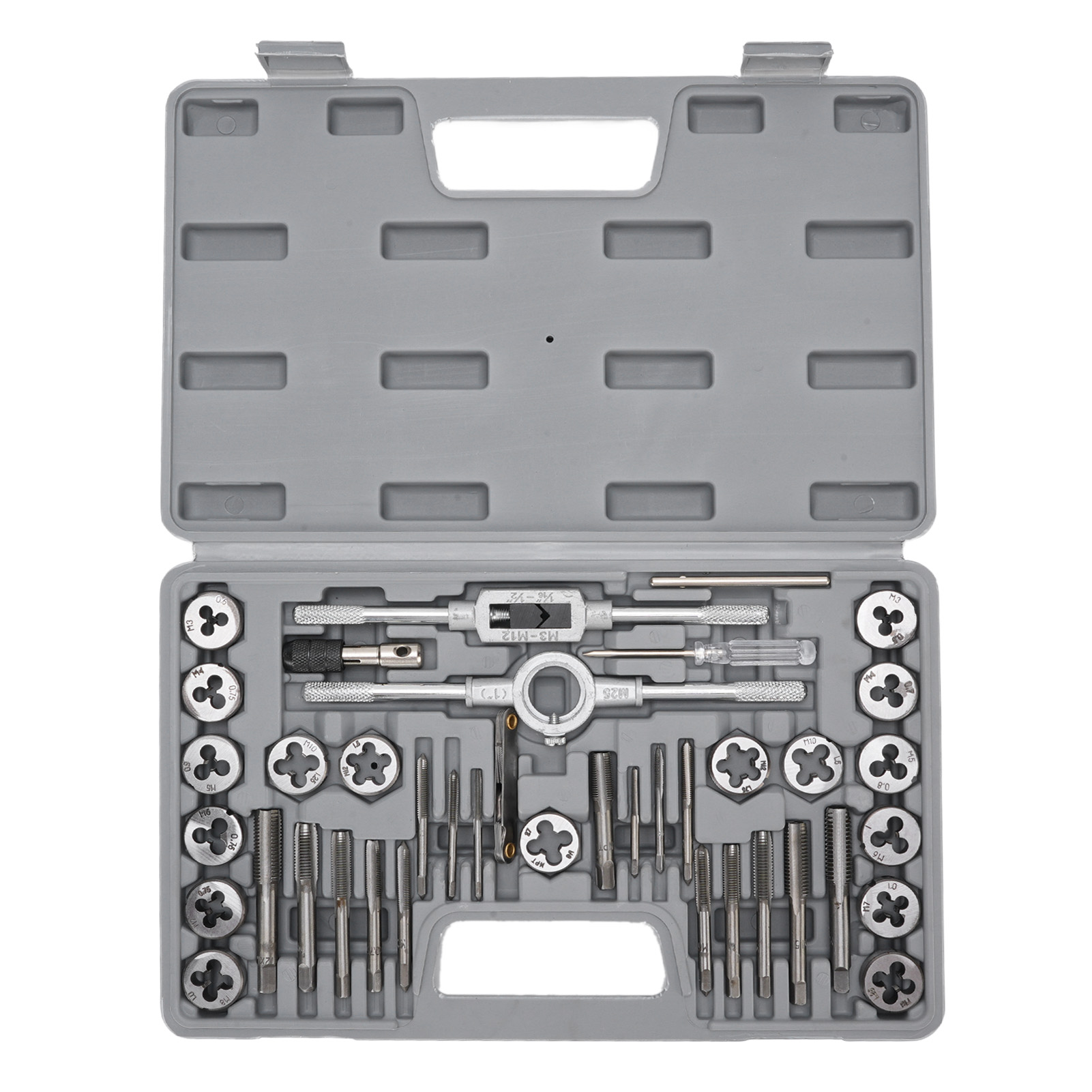 Toivize 40-teiliges Gewindeschneid- Und Schneideisen-set M3-m12, Hochbelastbarer Gcr15-legierungsstahl Für Professionelle Mechanische Gewindereparaturen