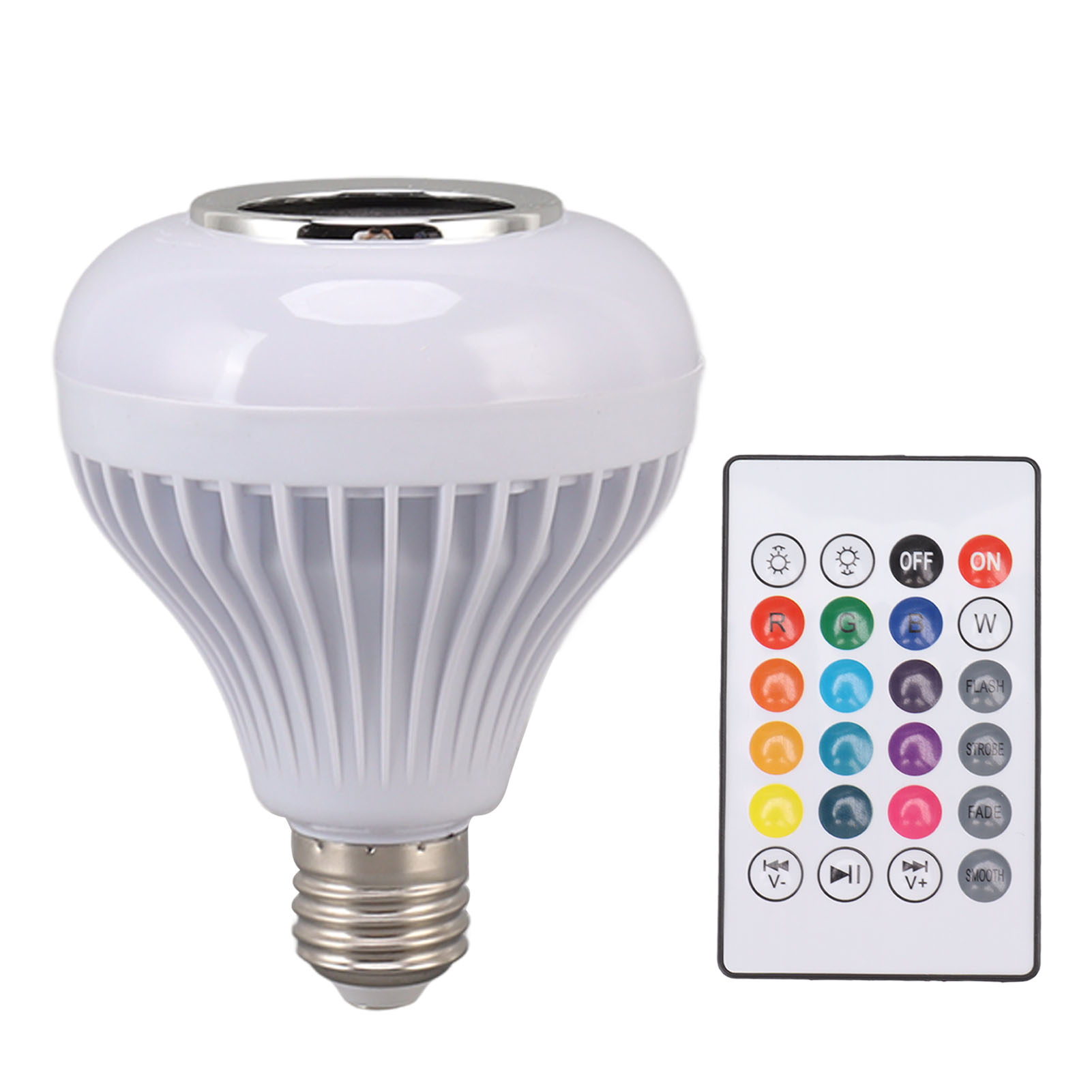 Rgbw E26 12w Bluetooth-musik-glühbirne Mit Fernbedienung, Licht- Und Tonsynchronisation, Abs, Ø95mm Für Bar Und Wohnzimmer
