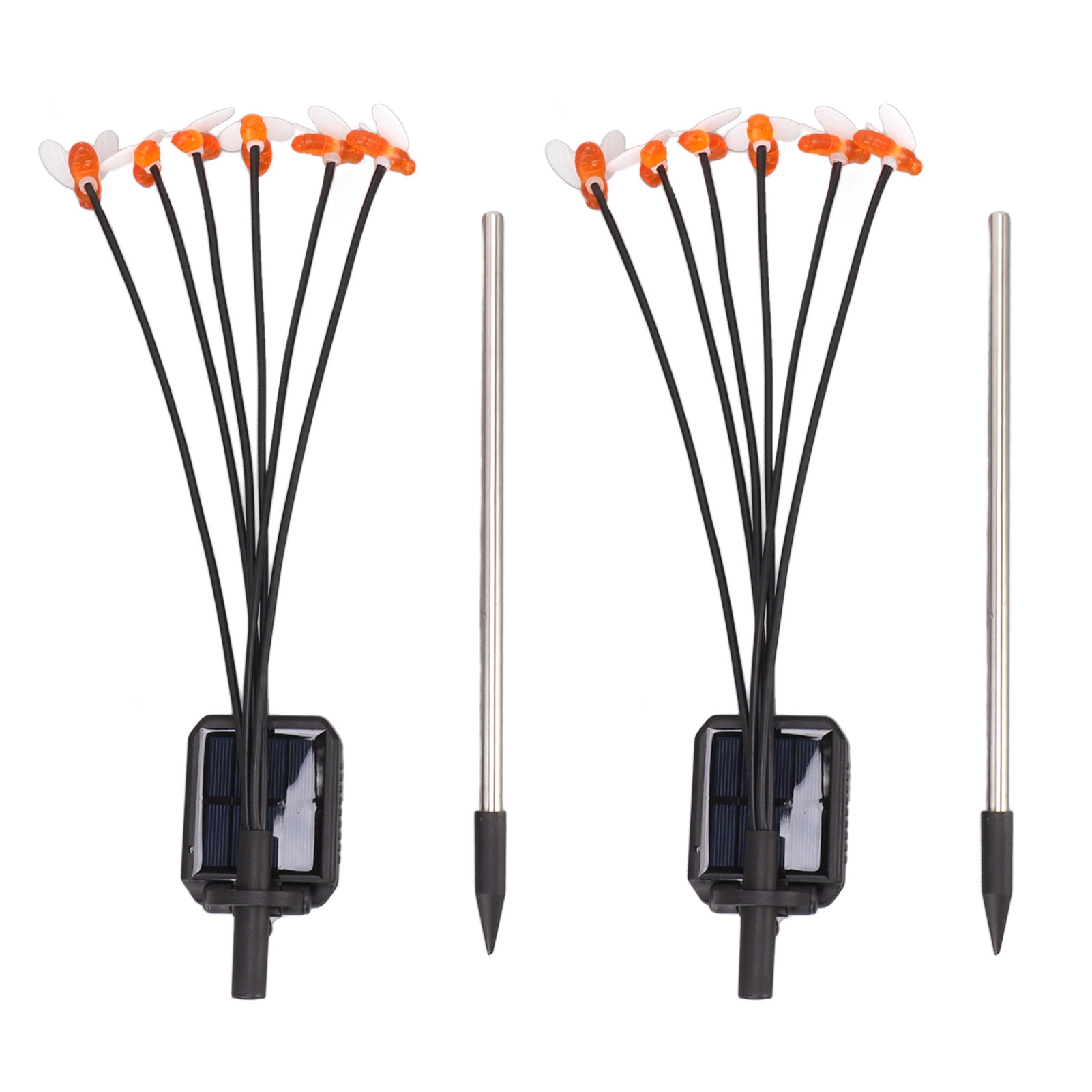 2er-set Solar-bienenleuchten, Gartendekoration, Ip65, Abs-edelstahl, 70 Cm, Warmweißes Licht, Autark, Erdspieß Für Den Außenbereich