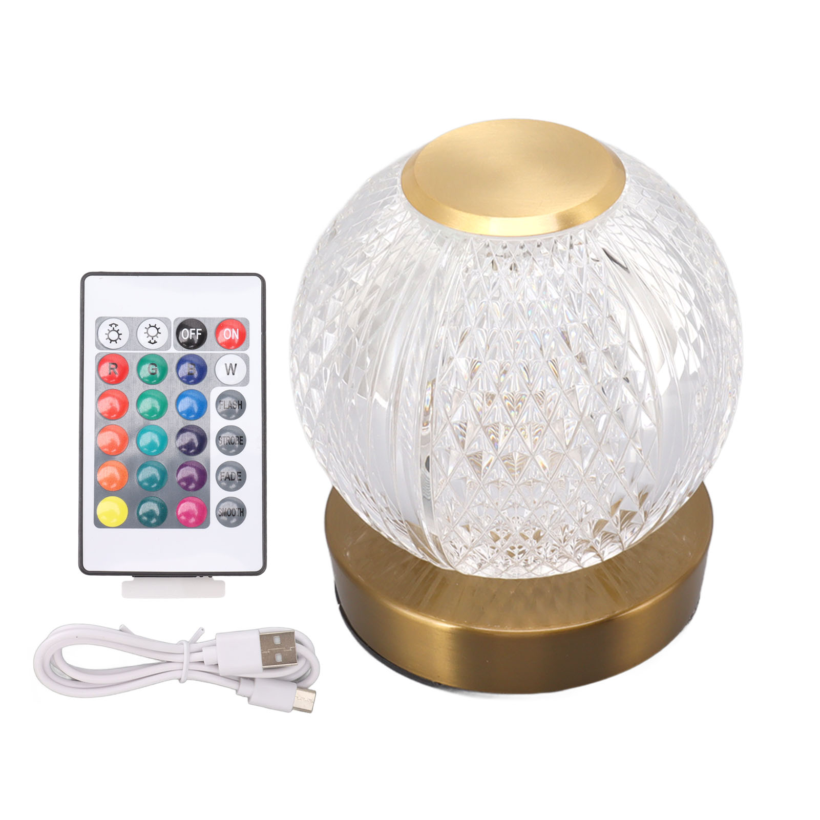 Toivize Rgb-schreibtischlampe Mit 16 Farben, Kugelförmig, Aus Acryl, Usb-aufladbar Mit Fernbedienung, Nordisches Design