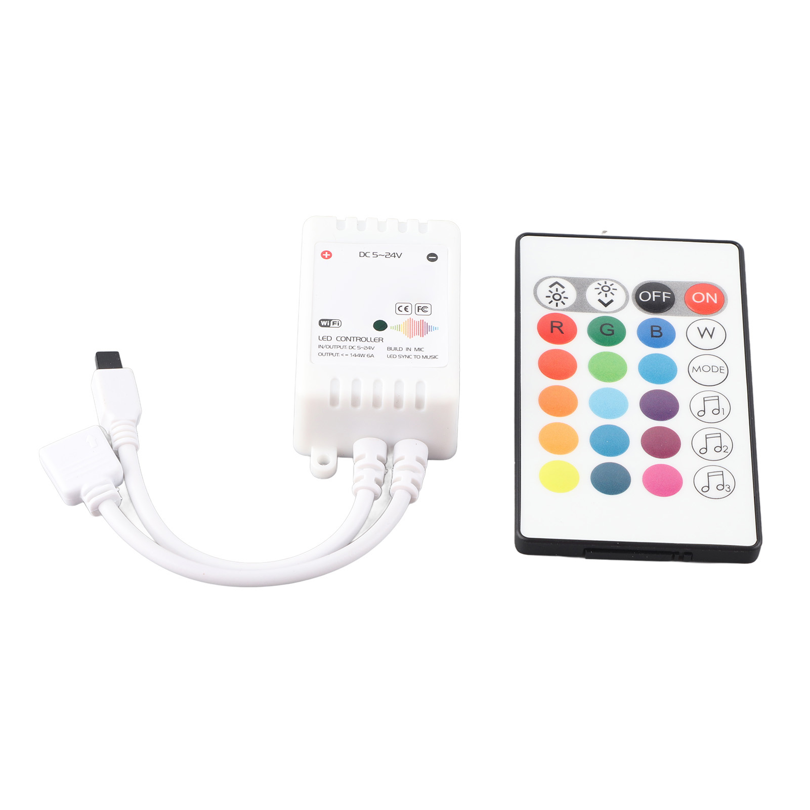 Tuya Rgb/wb Led-controller Mit Wlan Und Bluetooth, Integrierter 24-tasten-fernbedienung, Alexa- Und Google-sprachsteuerung, 3-wege-gemeinschaftsanode