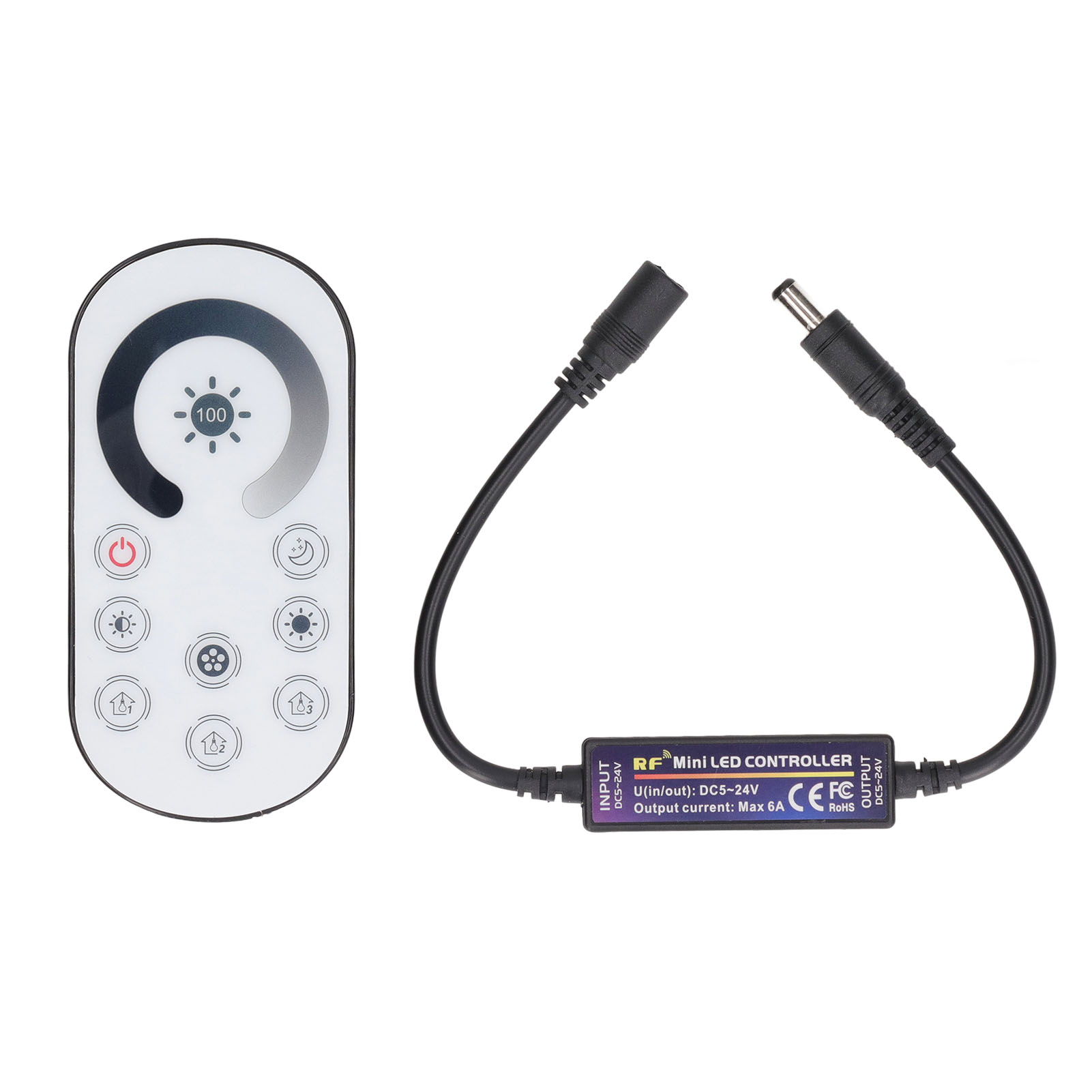 Toivize Miniatur-touchscreen-funk-rf-led-controller, 5–24 V Stufenloser Dimmer Für Einfarbige Led-streifen, Einfache Installation