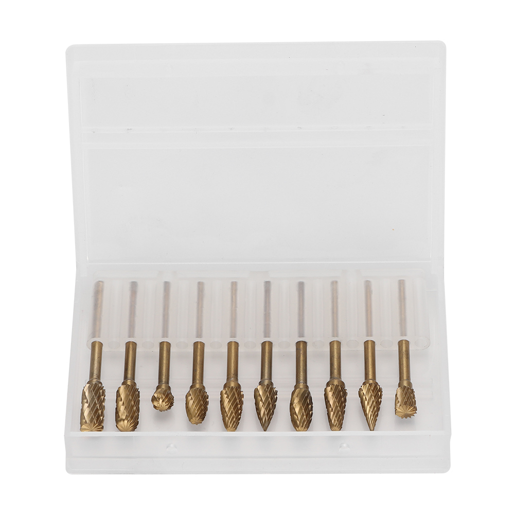 10-teiliges Set Aus Wolframkarbid-rotationsfräsern Mit 3 Mm Schaft Und 6 Mm Schneide, Zweischneidig Zum Gravieren, Polieren Und Für Die Präzisionsbearbeitung.