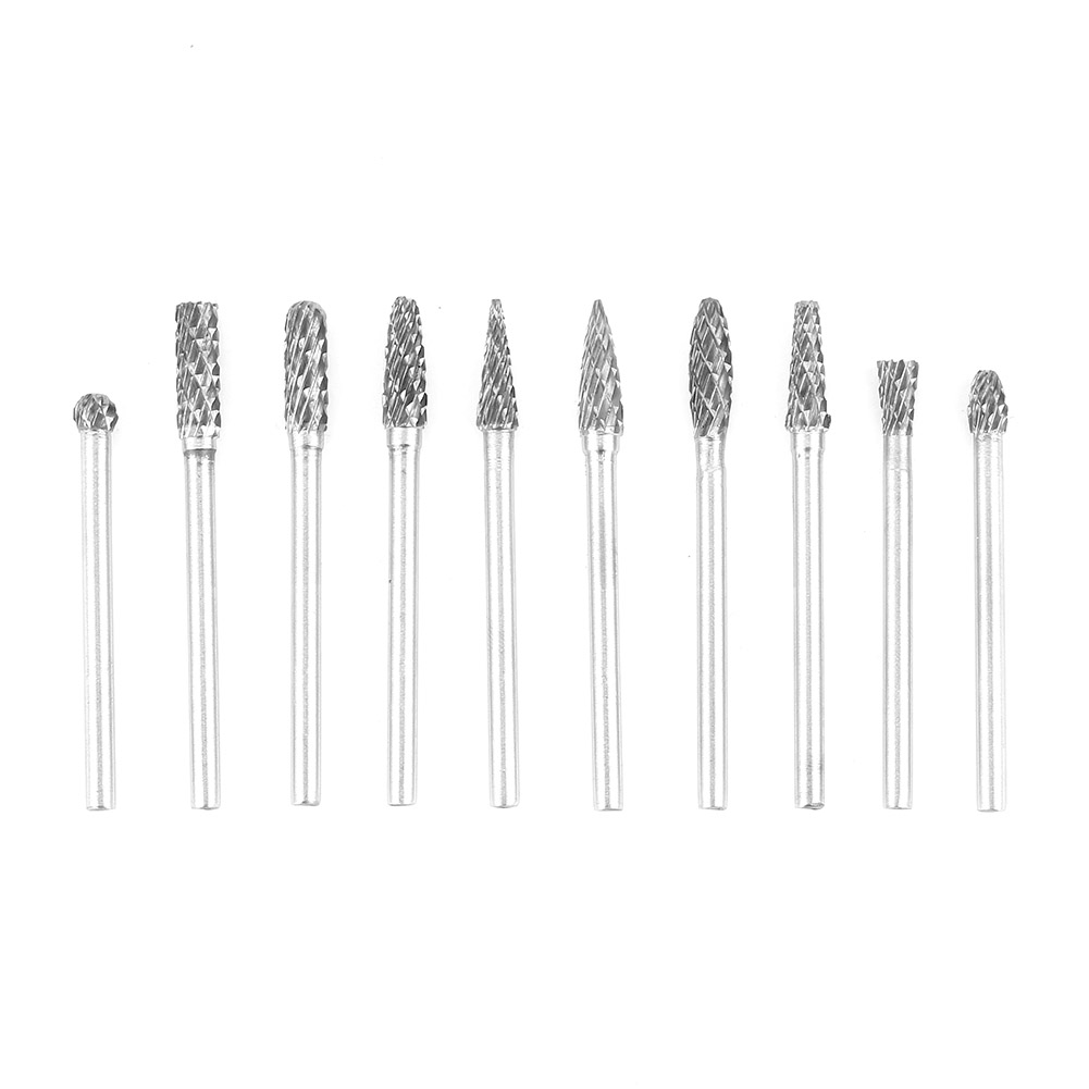 Set Mit 10 Hartmetall-rotationsfräsern, 3 Mm Durchmesser, 4/6 Mm Köpfe. Doppelseitiger An-fräser Für Metall, Holz Und Kunststoff. Professionelle Präzision.