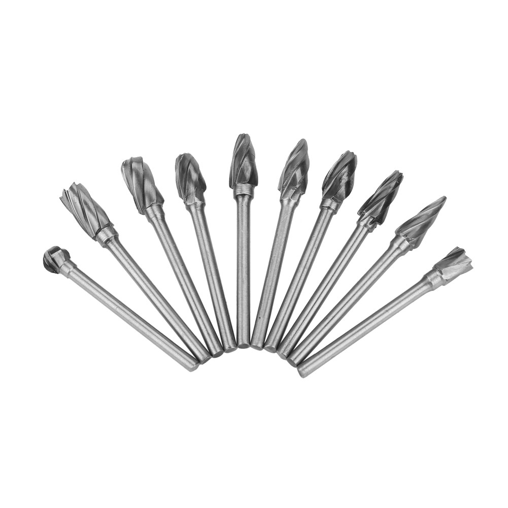 Set Mit 10 Hartmetall-rotationsfräsern, 3 X 6 Mm, Grobe Zähne Für Metall-, Kunststoff- Und Holzmodelle Acdefghlmn