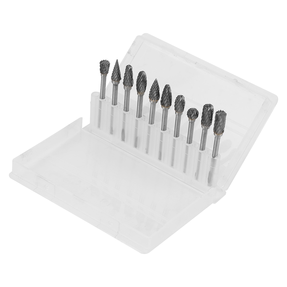 Satz Mit 10 Doppelschneidigen Wolframstahl-rotationsfräsern Für Die Metall- Und Präzisionsbearbeitung