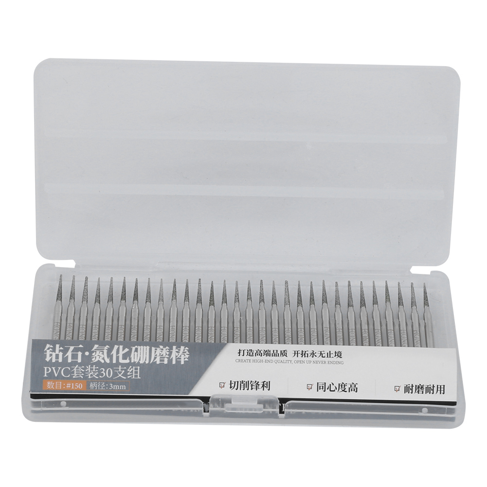 Set Mit 30 Spitzen, Zylindrischen Diamantbohrern 3 Mm X 45 Mm Für Dremel, Gravieren, Stein, Harz, Präzisionspolieren, Schwarz