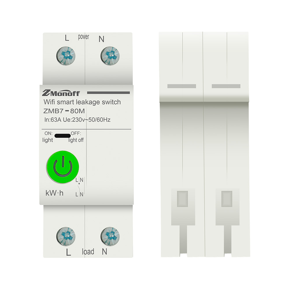 Tuya 2p Wlan-smart-leistungsschalter, 1–100 Ma Fehlerstromschutzschalter, Verbrauchsüberwachung, 0–63 A, Weiß, Für Schalttafeln