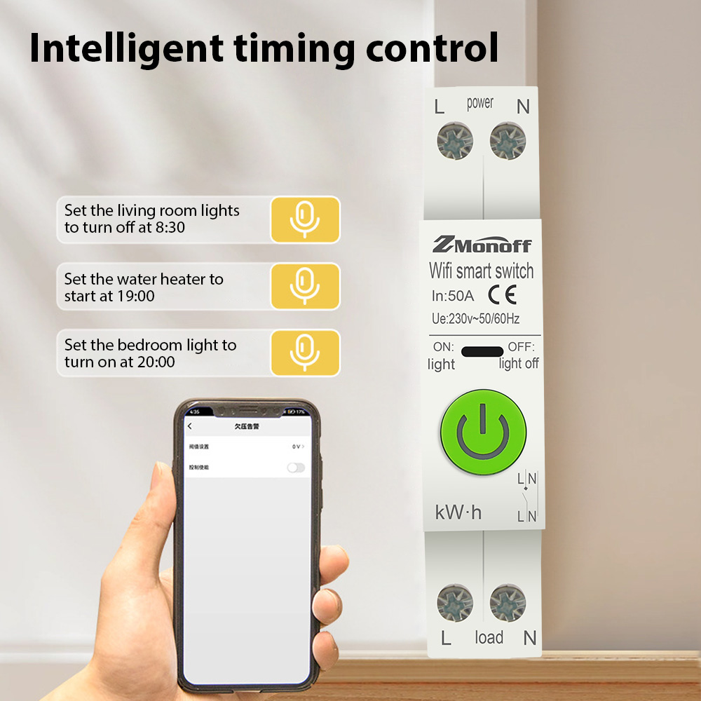 Tuya 63a Weißer Wlan-leistungsschalter Mit Intelligentem Schutz, Überspannungsschutz, Fernsteuerung Per App, Din-schienenmontage