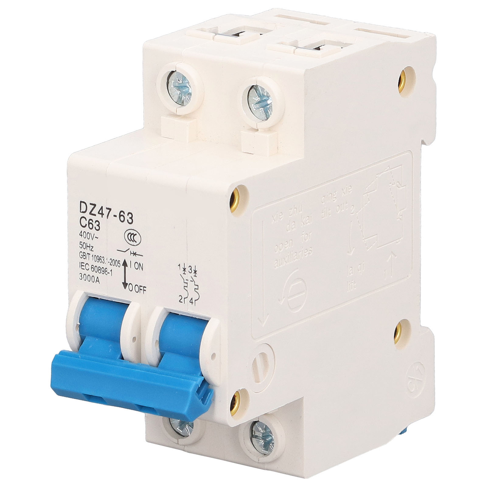 Toivize Dz47 63a 220v 2p Fehlerstromschutzschalter Mit Überlast- Und Kurzschlussschutz (abs)