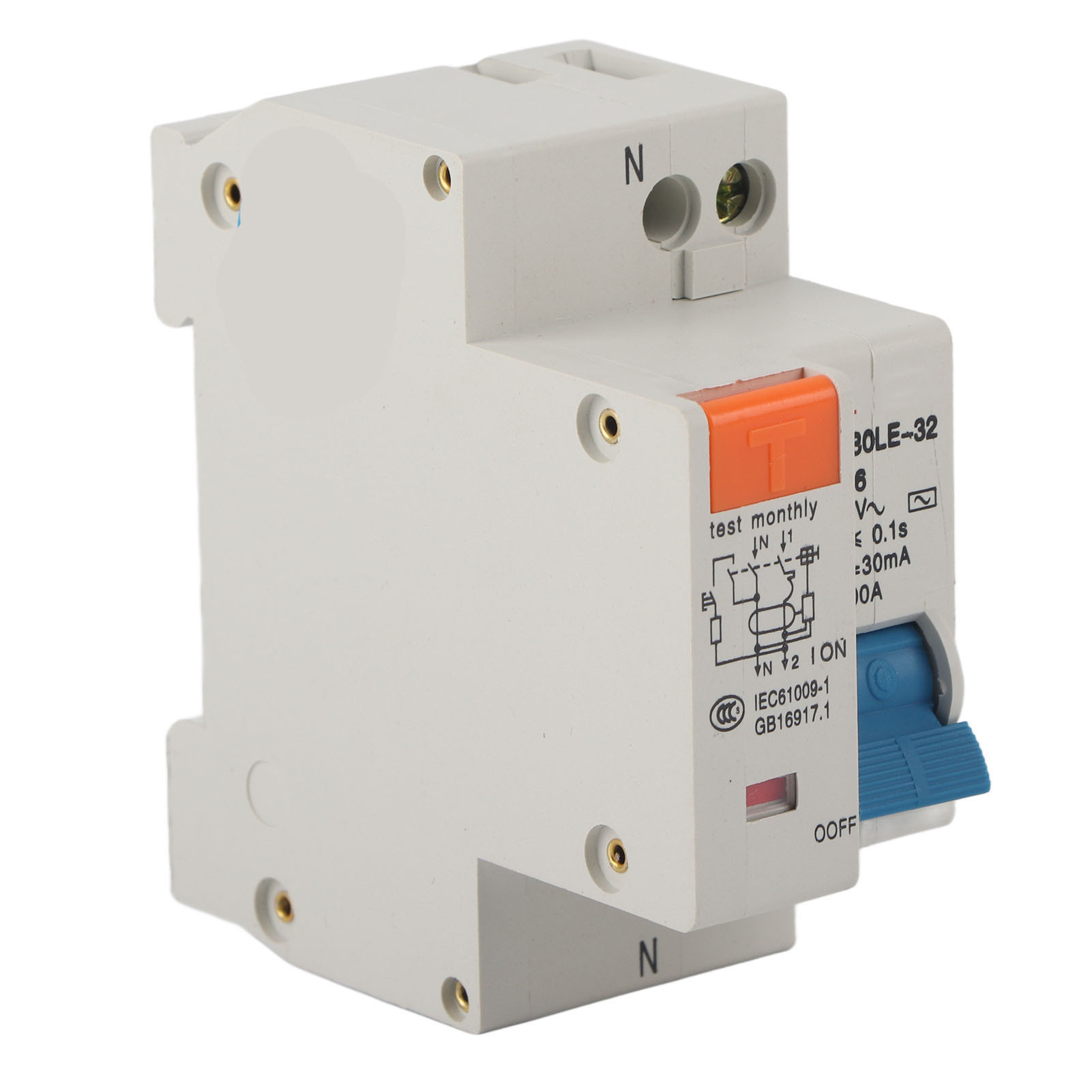 Toivize Dz30le 1p 16a 220v Fehlerstromschutzschalter Mit Abs, Leckstromschutz, Überlastschutz, Kurzschlussschutz, Din-schienenmontage