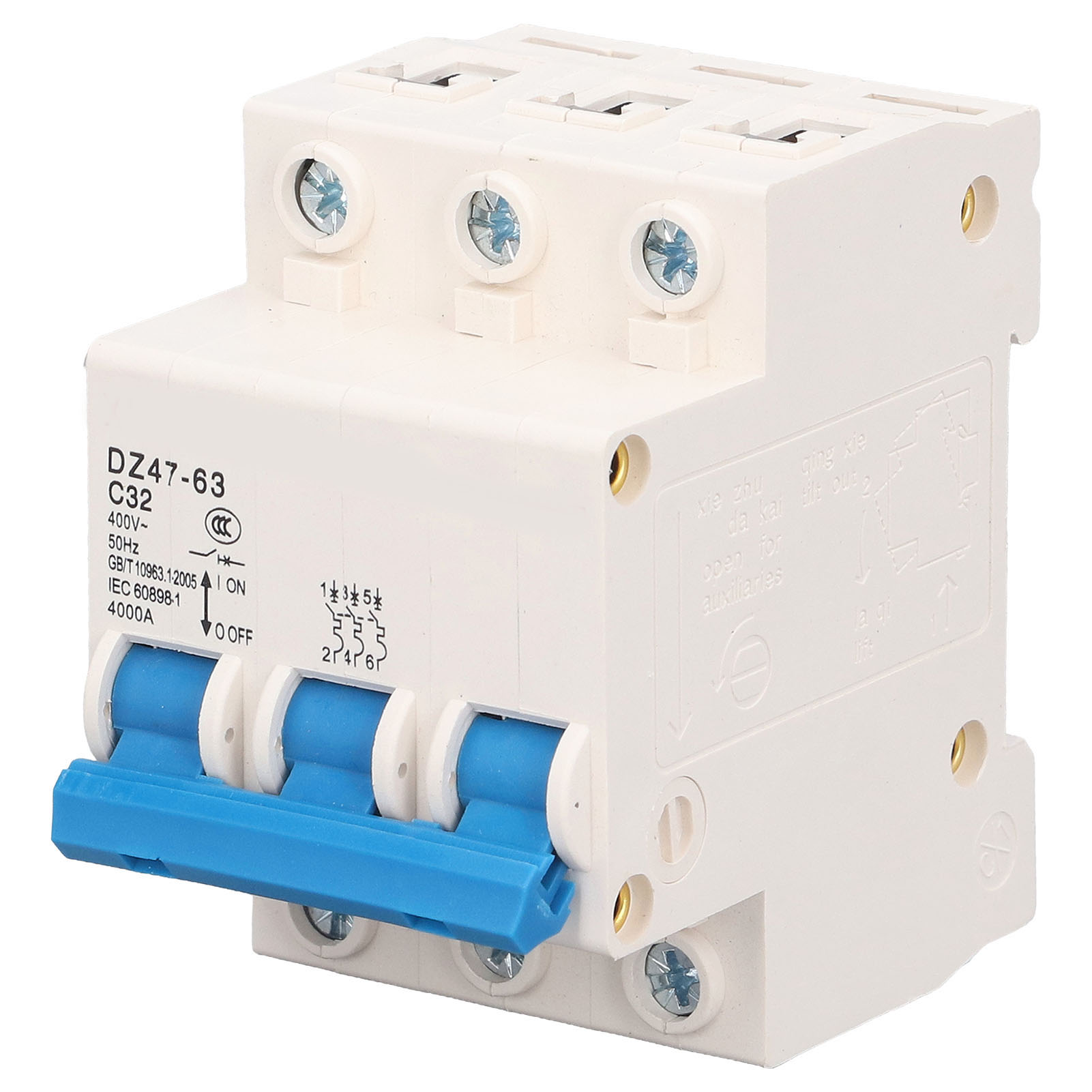 3p Dz47-63 32a 220v Fehlerstromschutzschalter Mit Überlast-, Kurzschluss- Und Ableitstromschutz Für Die Hausinstallation, Din-schienenmontage