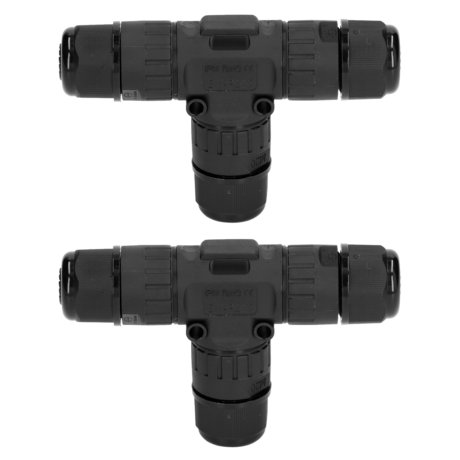 Ortvia Ew-m20t-3p Ip68 450v/16a Schraubenloser, Wasserdichter T-verbinder Für 9-12 Mm Kabel, 2er-pack