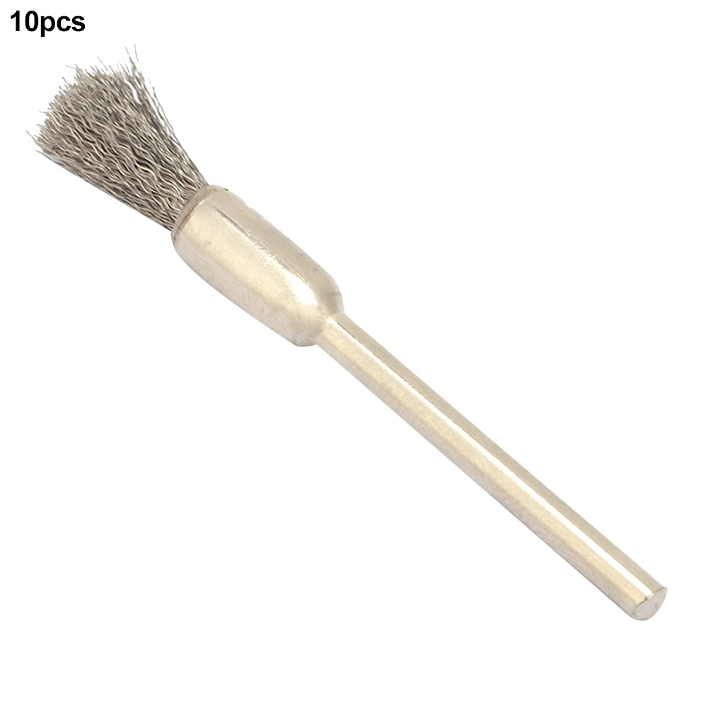 Set Mit 10 Polierbürsten Für Rotationswerkzeuge – Stahl Und Messing Ø3x6mm, Ideal Zum Entfernen Von Rost Und Für Präzise Metallbearbeitung.