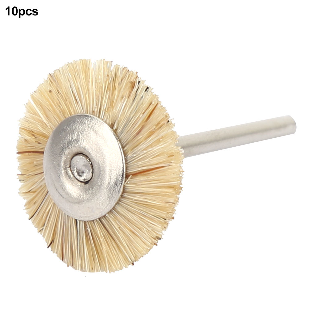 Set Mit 10 Weißen Polierbürsten Aus Schweineborsten, Metallgriff, 3 X 25 Mm, Für Schmuckherstellung Und Feinmetallbearbeitung