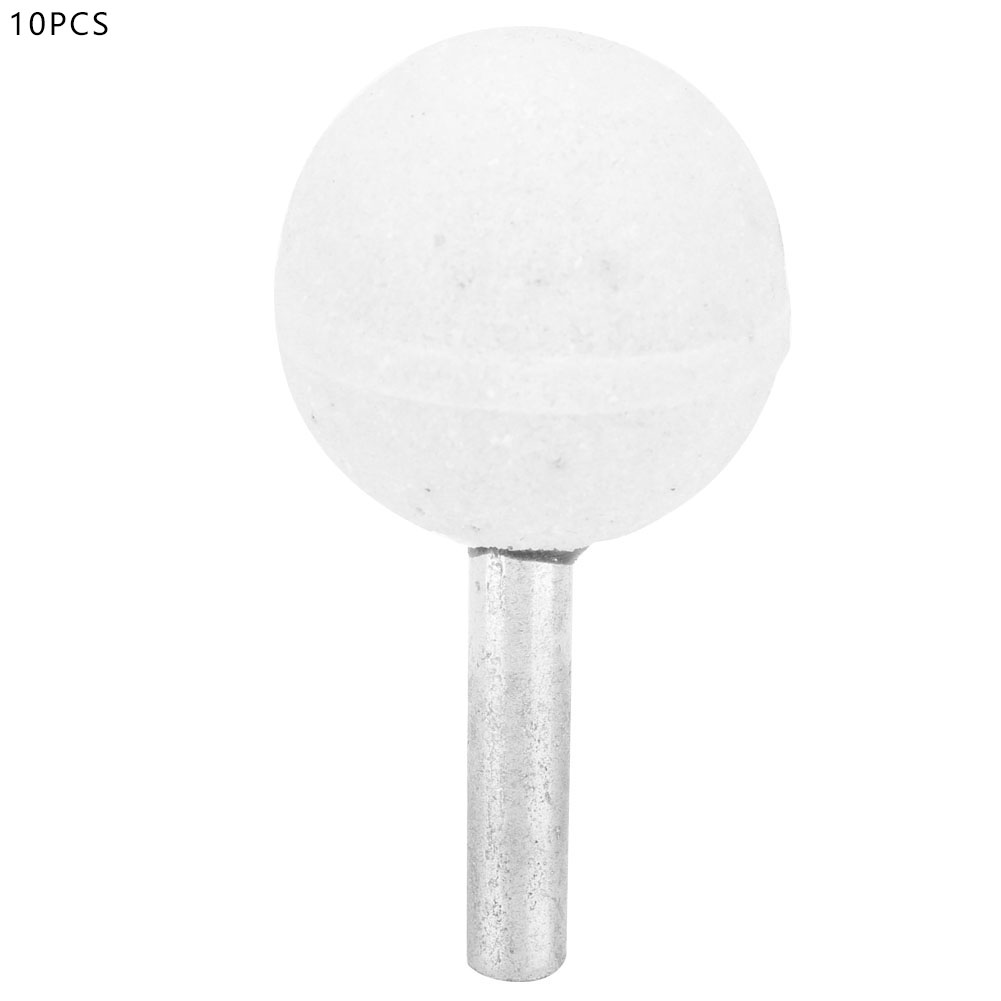 Satz Mit 10 Weißen Korund-keramik-fräsern Mit Kugelkopf (ø 6 X 30 Mm) Für Präzises Schleifen Und Entgraten Mit Rotationswerkzeugen