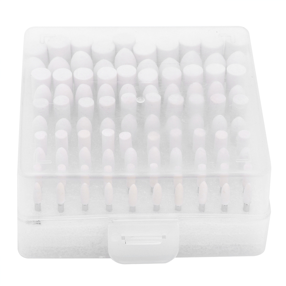 Packung Mit 100 Zylindrischen Und Konischen Wollpolierspitzen Mit 3-mm-schaft Für Glas, Metall, Schmuck Und Rotationswerkzeuge