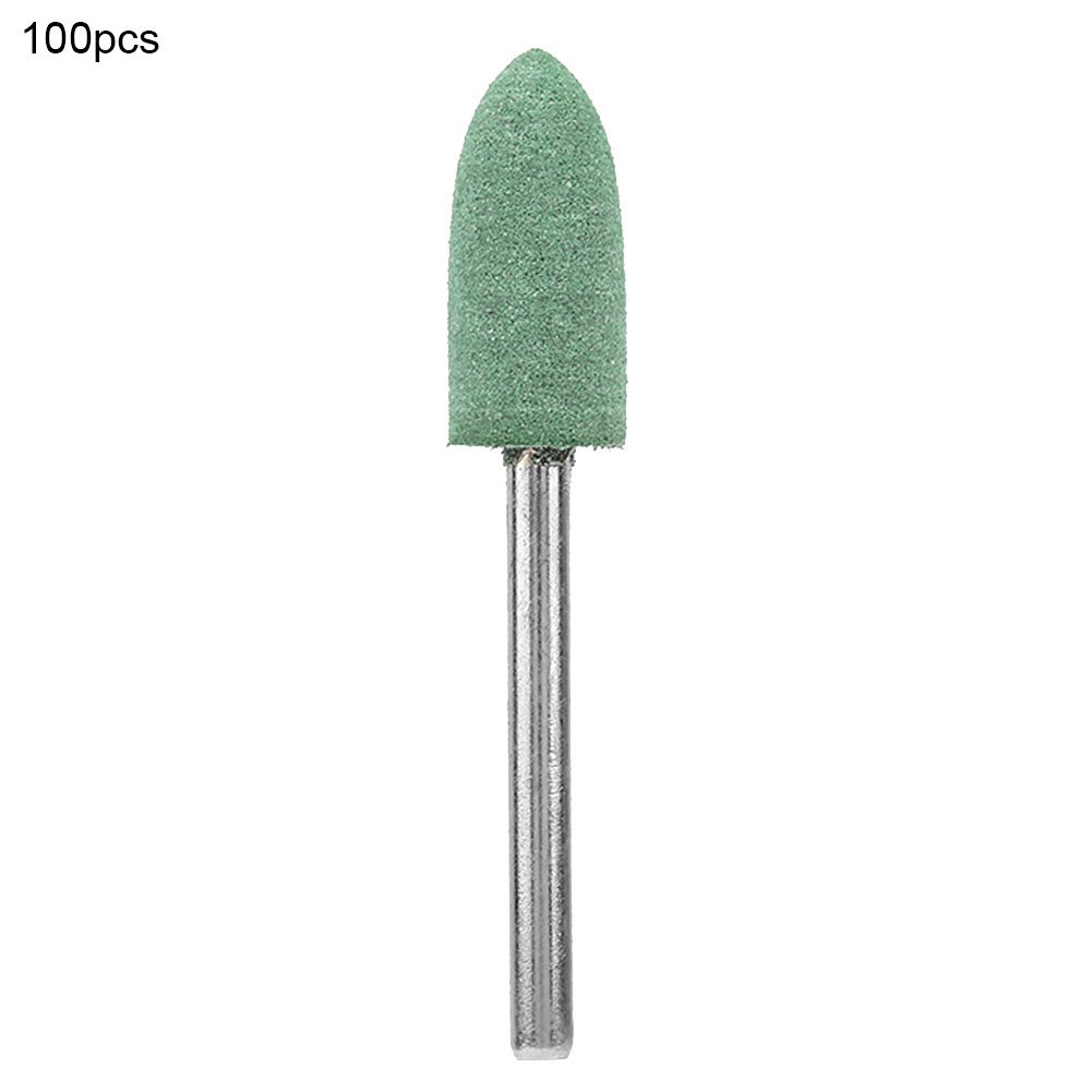 100-teiliges Set Grüner Schleif- Und Gummipolierköpfe, 8-mm-kegel, 3-mm-schaft – Konische Schleifspitzen Für Ein Glattes Und Präzises Finish Auf Metallen, Kunststoffen Oder Holz