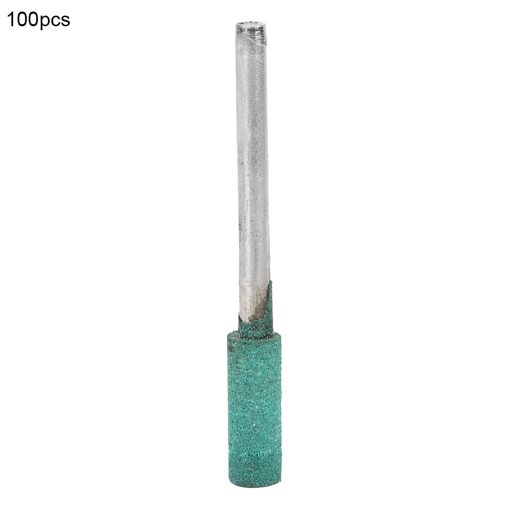 Packung Mit 100 Grünen Gummipolierspitzen, 3 Mm Schaft, 3–6 Mm Durchmesser, Zylindrisch Für Rotationsschleifer