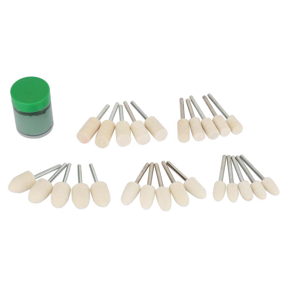 3 Mm Zylindrischer Wollpolierkopf – 25er-packung Mit Grüner Paste Für Hochglanzpolitur Von Metallen