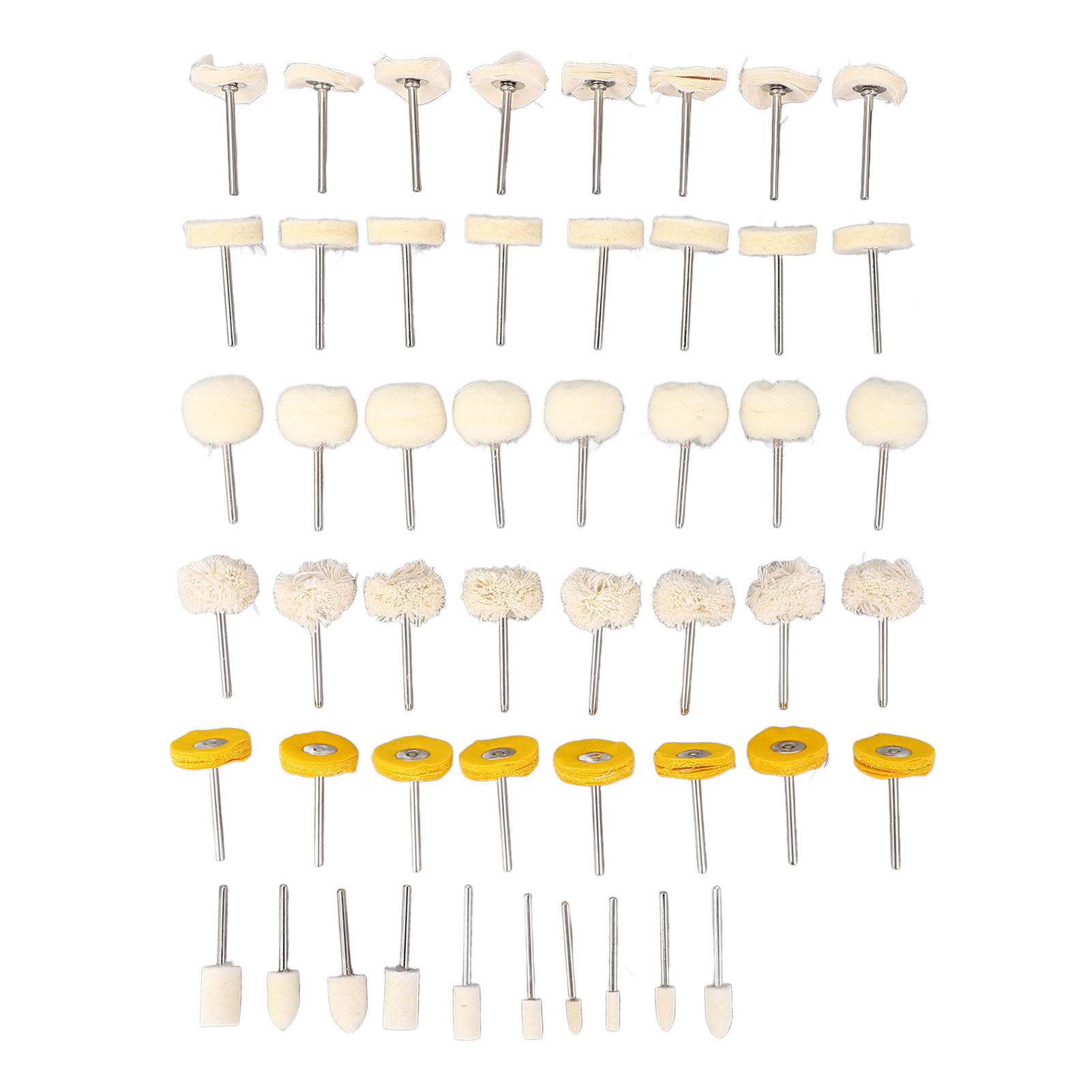 Set Mit 50 Schleifscheiben Aus Wollfilz Für Rotationswerkzeuge – Präzisionspolieren, Edelstahlschaft, Für Metall- Und Glasbearbeitung