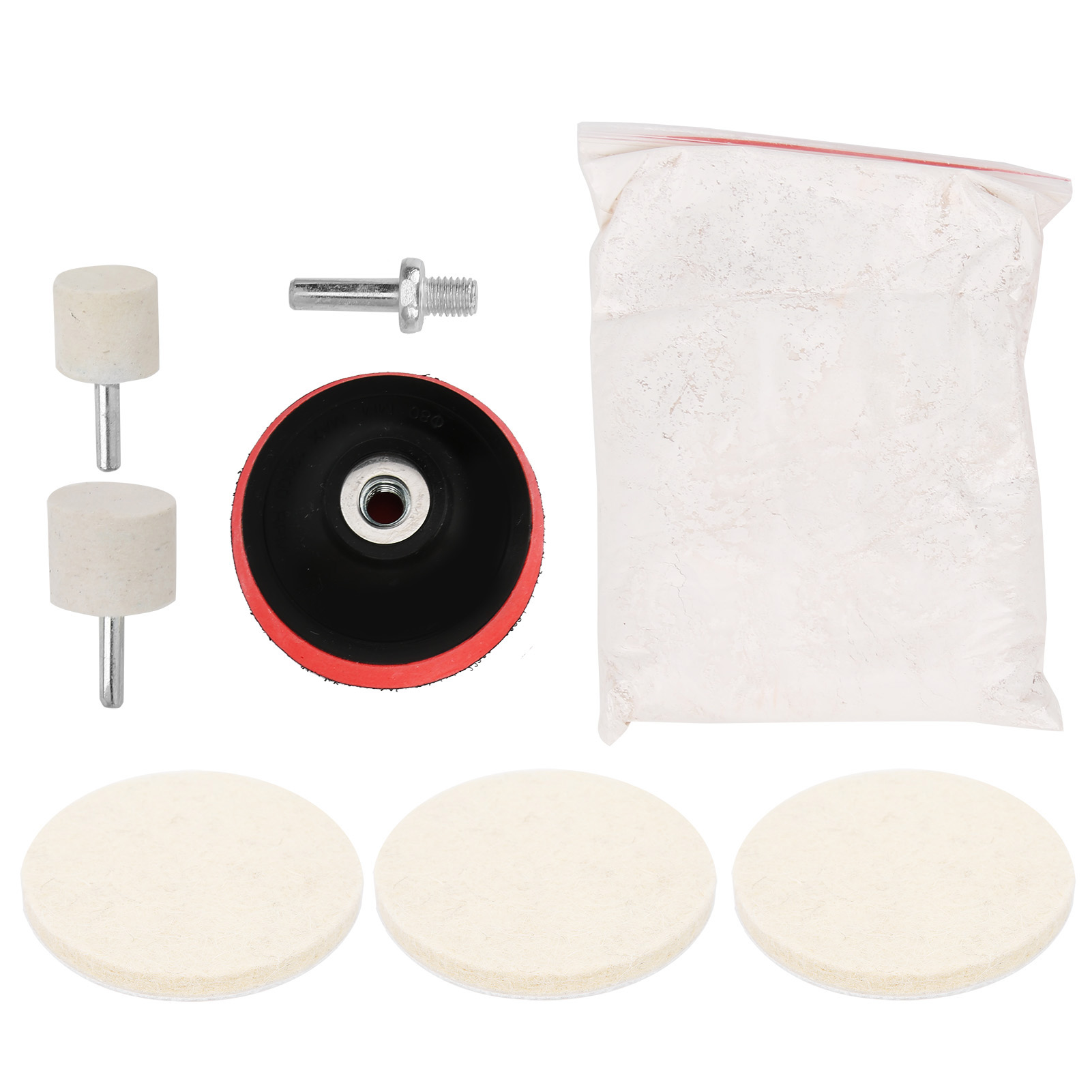 8-teiliges Polierpad-set Für Glas, Automobil-, Uhren- Und Schmuckbearbeitung, Ø 23–75 Mm, Ceroxid, Für Bohrmaschinen