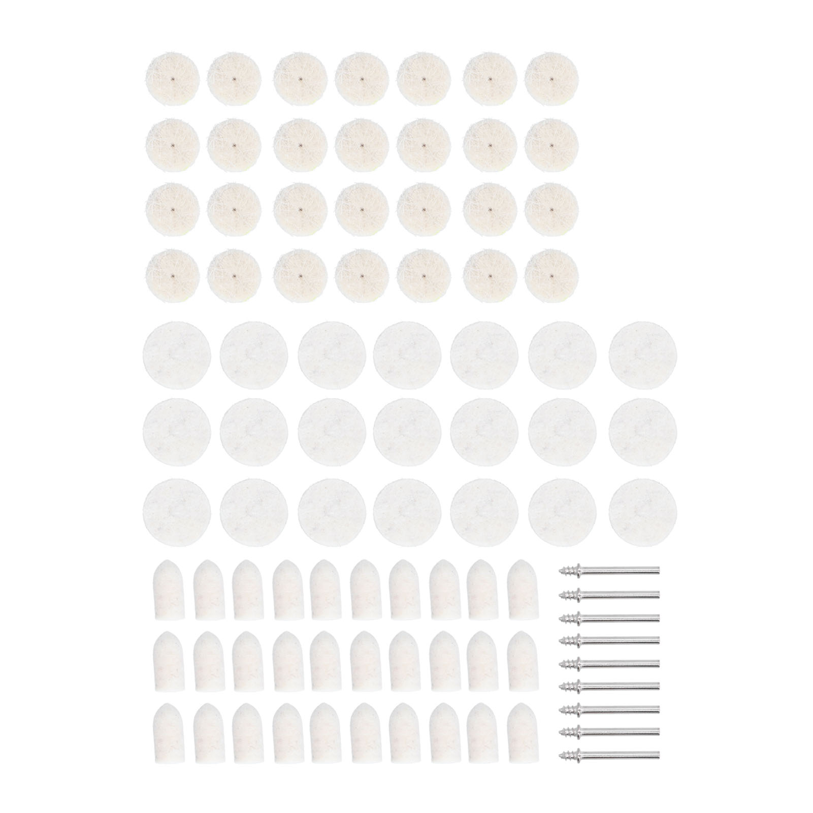 88-teiliges Polierpad-set Aus Wollfilz Für Rotationswerkzeuge – Durchmesser 12,7/25,4/9,5 Mm – Bohrung 3,2 Mm (universell)