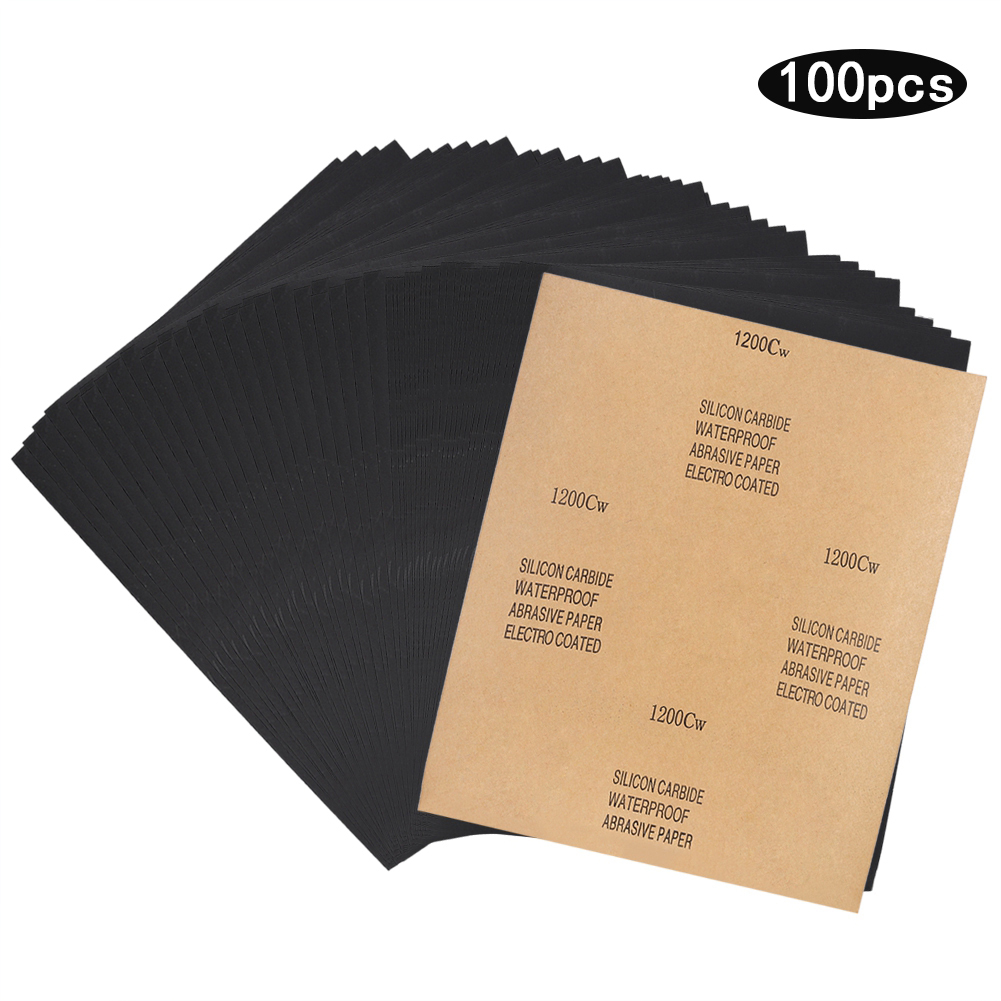 Toivize Cw 1200-2c P1200 Wasserfestes Schleifpapier – Packung Mit 100 Gelben Siliziumkarbidblättern Zum Feinpolieren Von Metall, Holz Und Karosserie