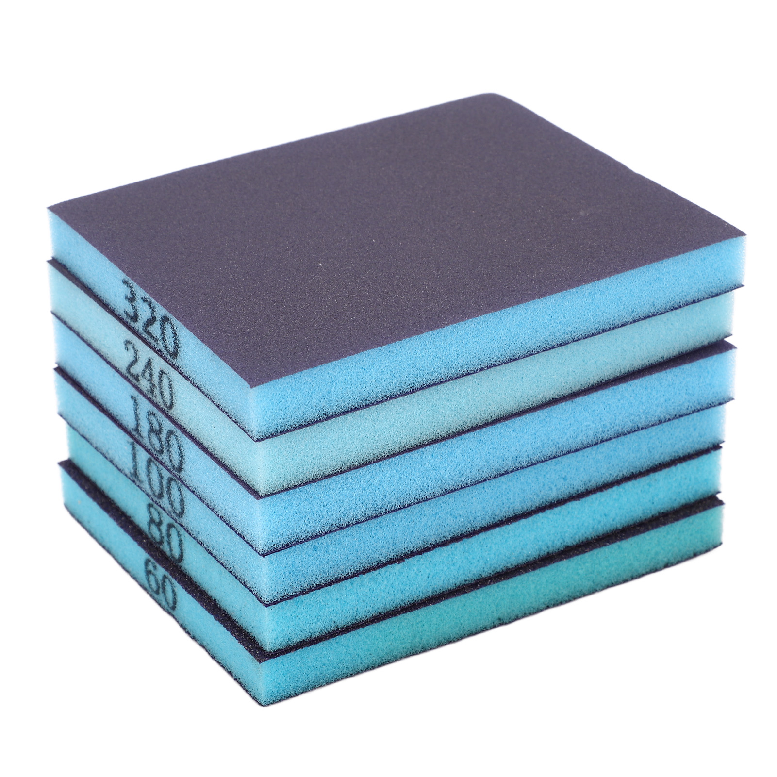 Toivize 6-teiliges Schwammschleifblock-set, Körnung 60-320, Doppelseitig Mit Aluminiumoxid Beschichtet Für Holz Und Metall