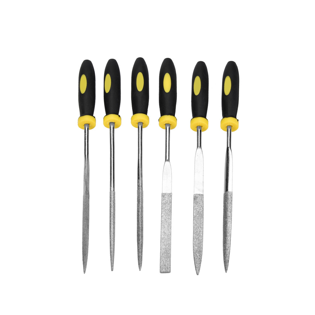 Set Mit 6 Mini-feilen Aus Kohlenstoffstahl Rt-f021 (3 X 150 Mm) Mit Ergonomischen, Zweifarbigen Griffen Für Holz, Metall Und Kunststoff