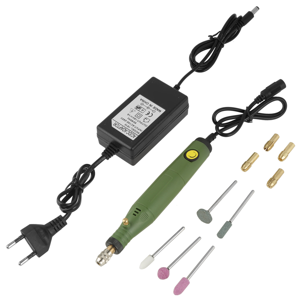 Mini-elektrobohrmaschine Hj101b 18w, Präzisionsgravier- Und Polierwerkzeug Mit 5 Bohrfuttern Und 5 Bohrern