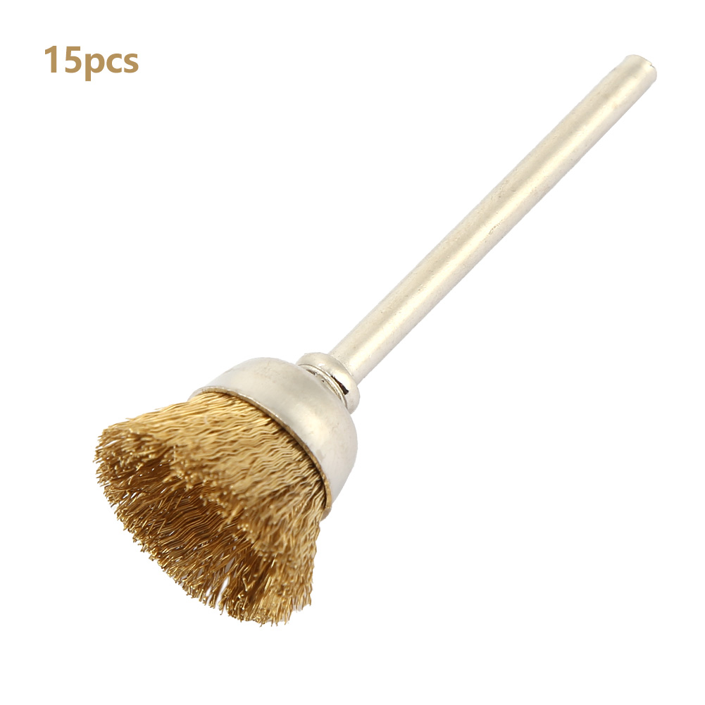 Kupferdraht-polierbürste Nr. 02 Für Rotationswerkzeuge – 15er-packung, 3 Mm Schaft, Ø 15 Mm Schalenform, Ideal Zum Entlacken Und Für Präzises Polieren
