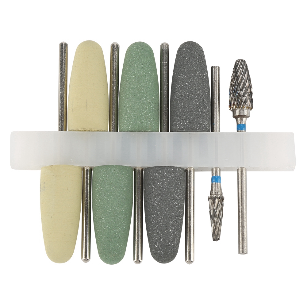8-teiliges Set Zahnärztlicher Polierbohrer, Silikon-wolframkarbid, 2,35-mm-dorn, Schwarz, Grün, Gelb, Für Acryl, Keramik Und Kunststoff (professionell)