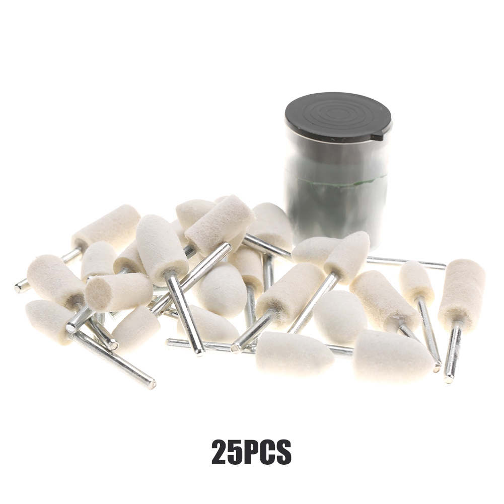 Set Mit 25 Rotierenden Filzpolierpads + Grüner Creme, 60 Mm Zylindrischer Kopf Für Edelstahl, Glas, Schmuck