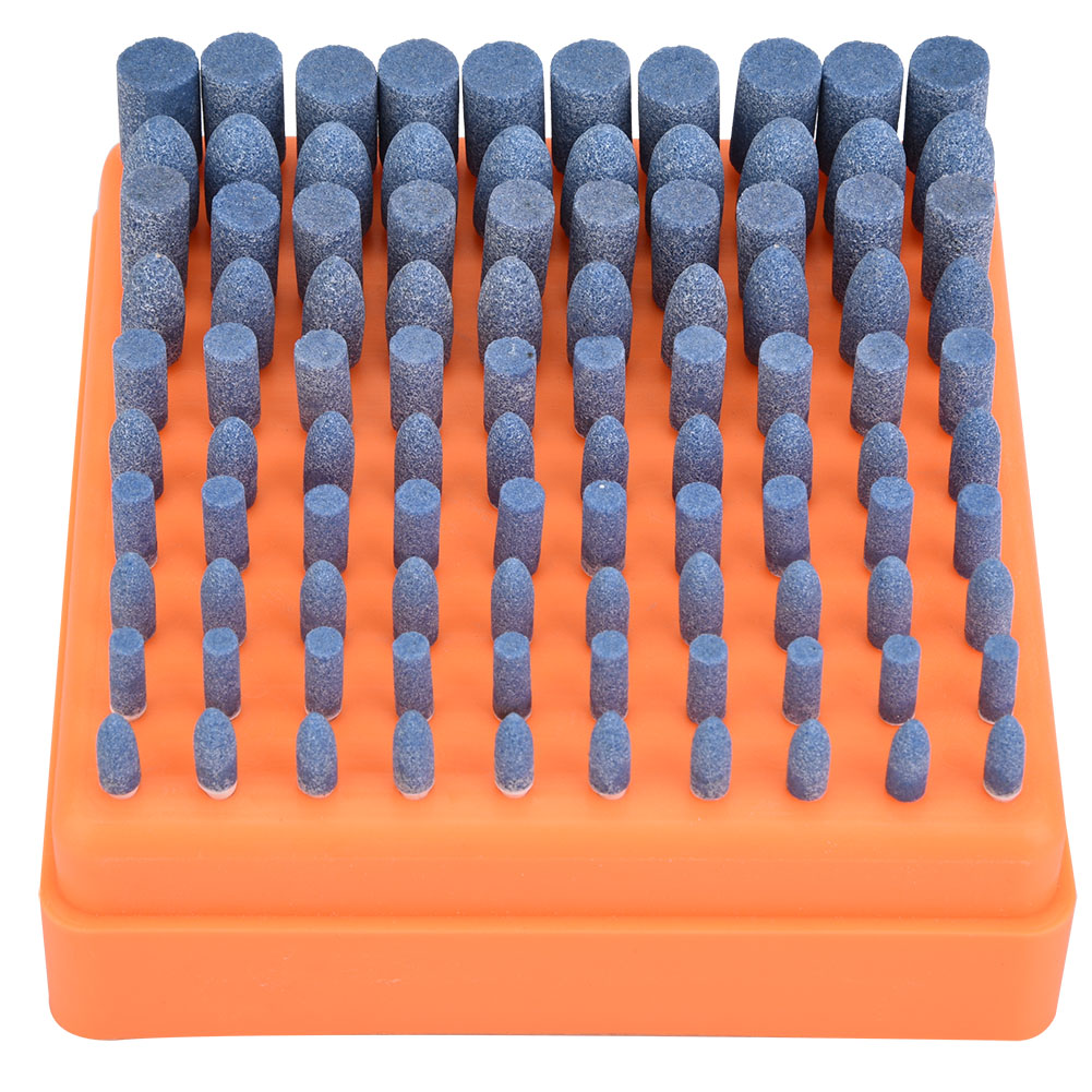 Schleifscheibenköpfe Aus Schleifsteinen, Blauer Schaft 3 Mm, 100 Stück Pro Packung, Für Elektrische Und Pneumatische Schleifmaschinen, Verschiedene Größen
