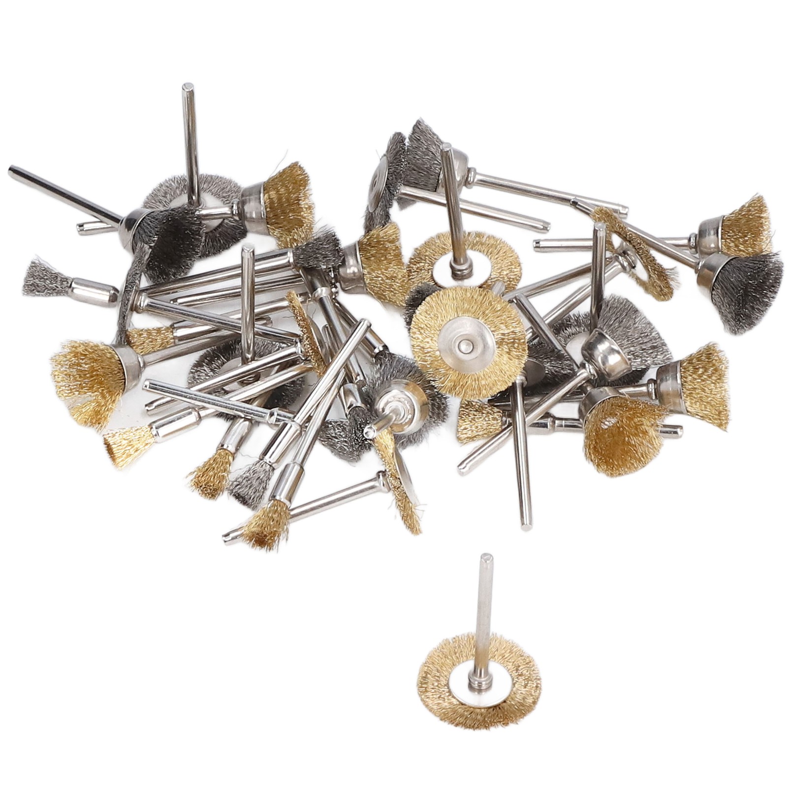 Set Mit 36 Rotationsbürsten Aus Messing Und Edelstahl – Becher, Scheiben, Stift Zum Polieren Und Präzisen Reinigen Von Metallen, Stein Und Glas