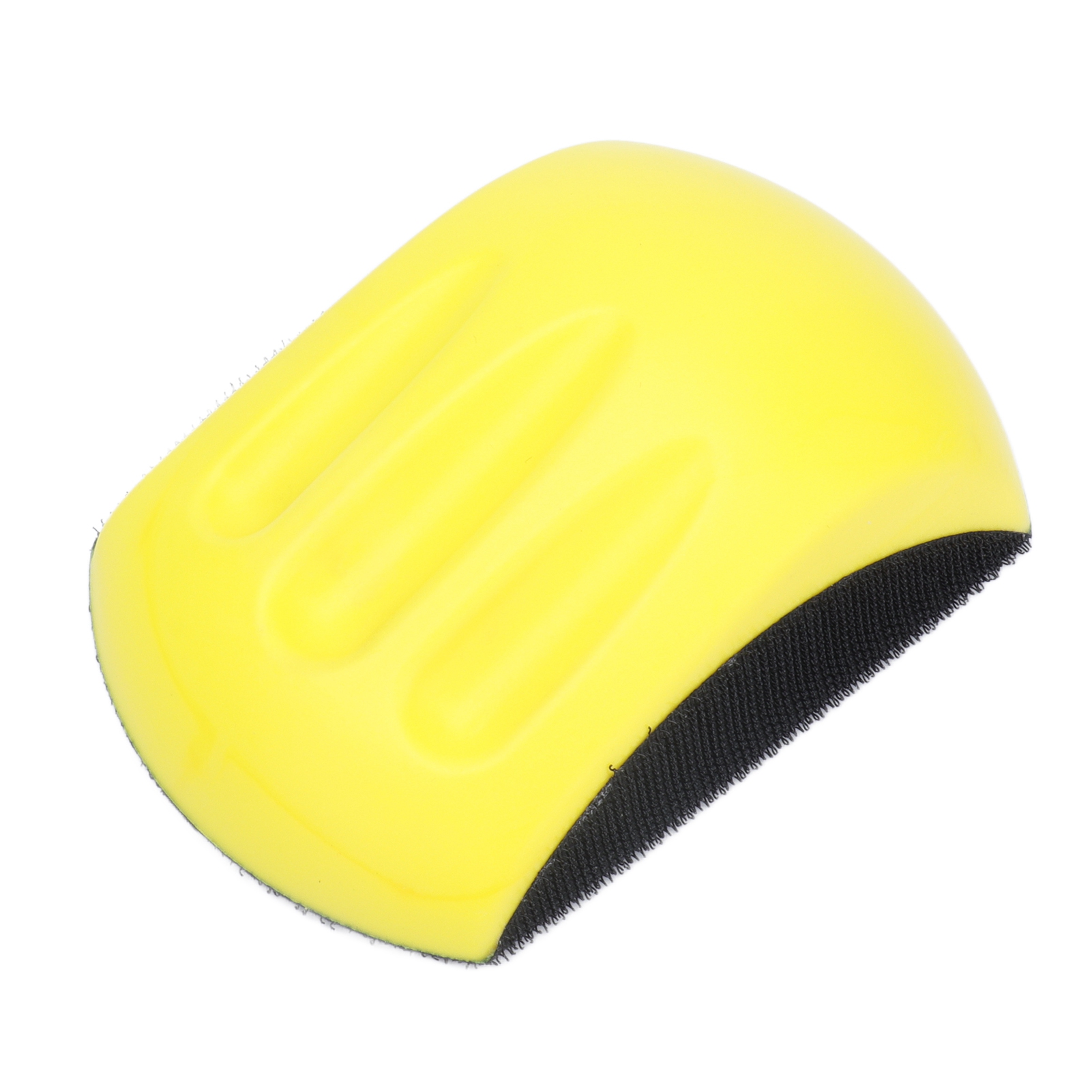125 Mm Gelber Und Schwarzer Handschleifklotz Aus Nylonschaum In Mausform Mit Ergonomischem Klettverschluss Für Präzise Holzkurven Und -oberflächen
