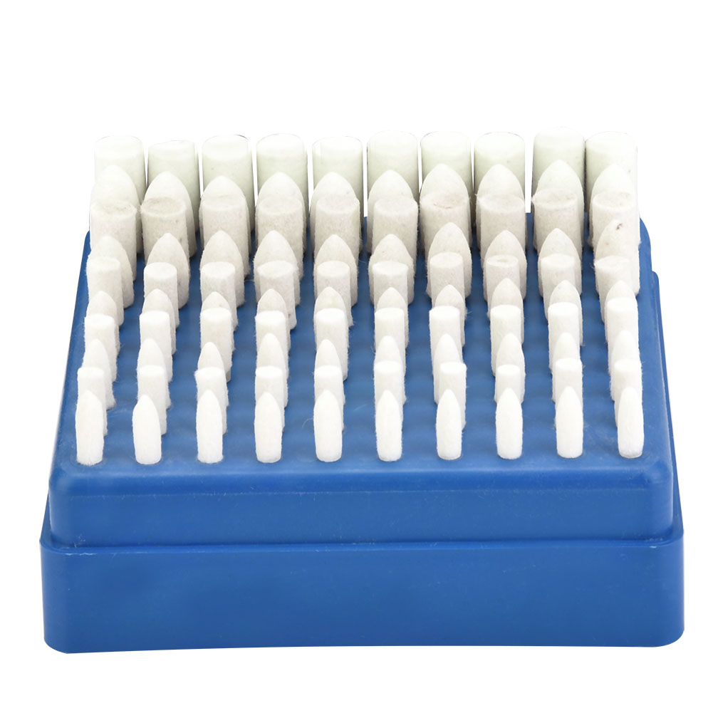 100 Polierköpfe Aus Wollfilz, 3 Mm Schaft, 4–10 Mm Durchmesser, Zylindrisch Und Konisch, Für Rotationswerkzeuge, Spiegelglatt