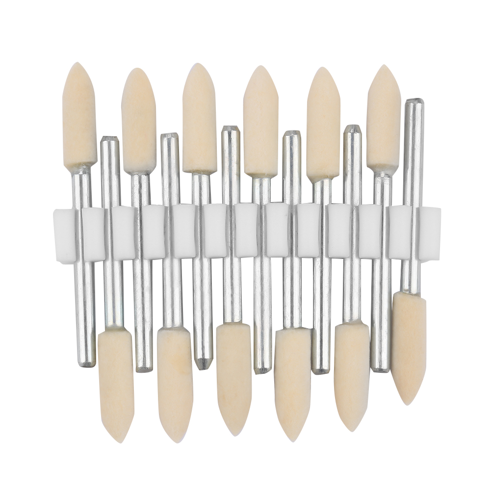 03 Konischer Wollpolierkopf Für Rotationsschleifer, 3 Mm Schaft, 5 Mm Durchmesser, 12er-pack, Strapazierfähiger Filz