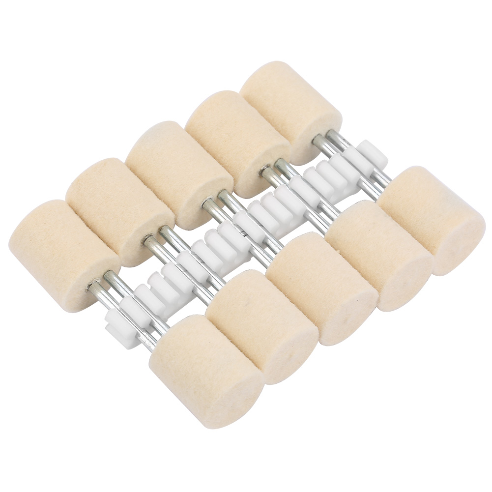 09 Zylindrischer Wollpolierkopf (16 Mm) Mit 3-mm-schaft Für Rotationswerkzeuge, Strapazierfähiger Filz, 10-teiliges Set Für Präzises Polieren