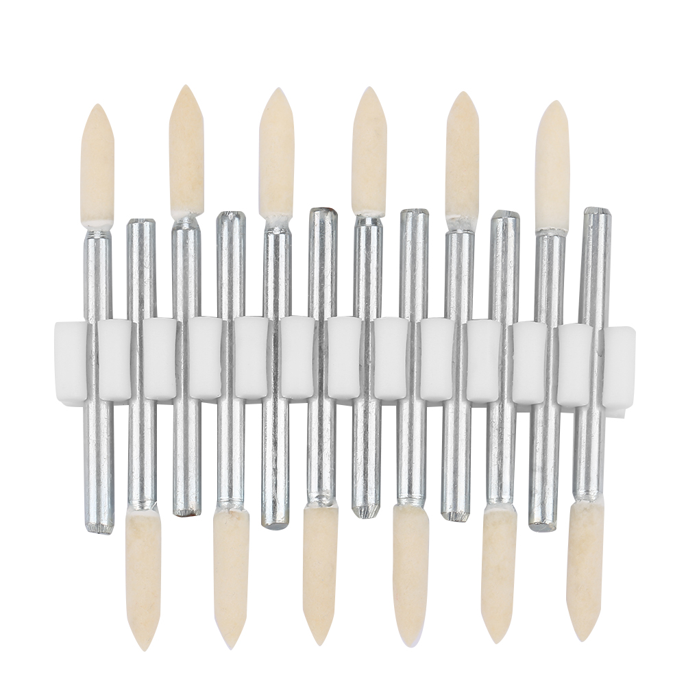 Konische Wollpolierspitzen Nr. 02, 3 Mm Schaft, 4 Mm Durchmesser, Für Metalle, Glas Und Schmuck, 12er-set