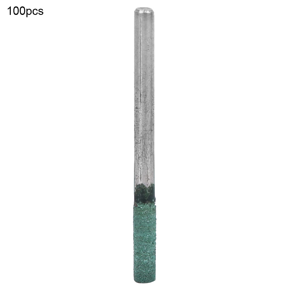 Grüne Gummipolieraufsätze, 100 Stück, 3 Mm Schaft, 3/4/5/6 Mm Durchmesser, Zylindrische Form Für Winkelschleifer