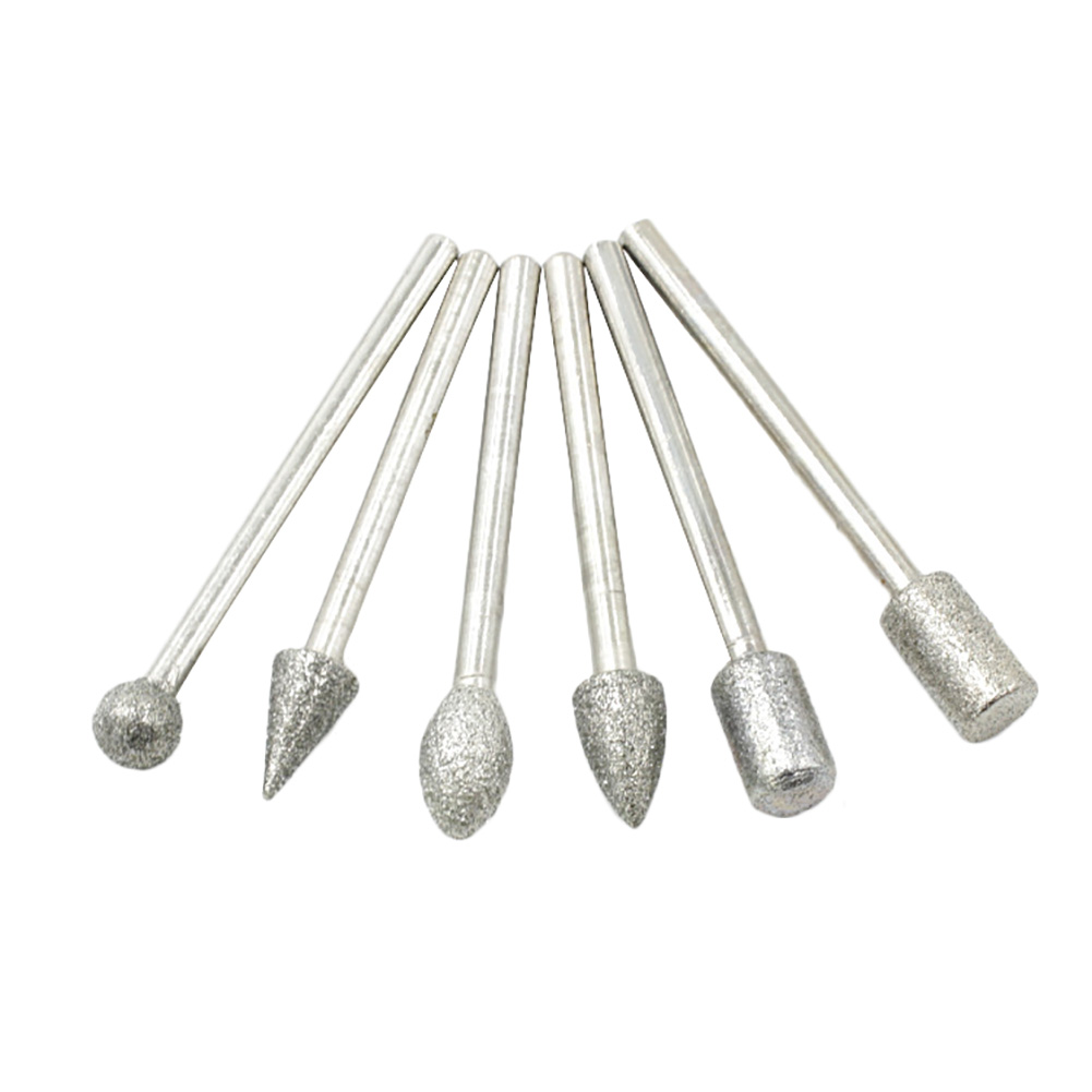 Satz Mit 20 Korund-diamantfräsern, 3 Mm Schaft, 6 Mm Kopf, Für Glas, Hartstein, Präzisionspolieren Und Bearbeiten